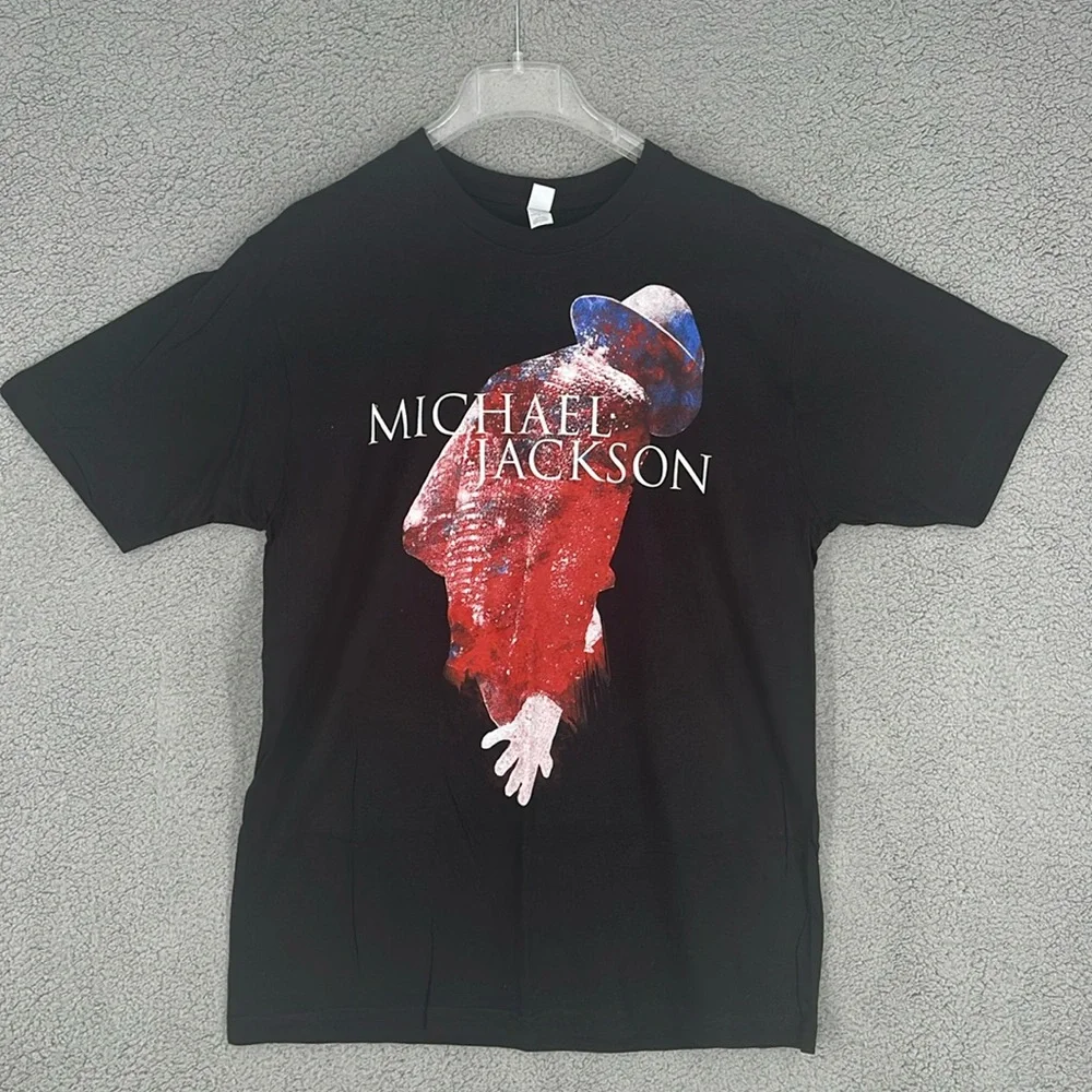 Michael Jackson black crew neck short sleeve t-shirt dead stock men’s Large Y2K - Picture 1 of 9